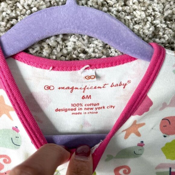 Magnificent Baby One Piece Baby 6M Ocean Animal Print Magnetic - Picture 2 of 3